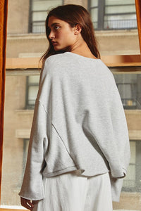 Grey Long Sleeve Crop Sweatshirt