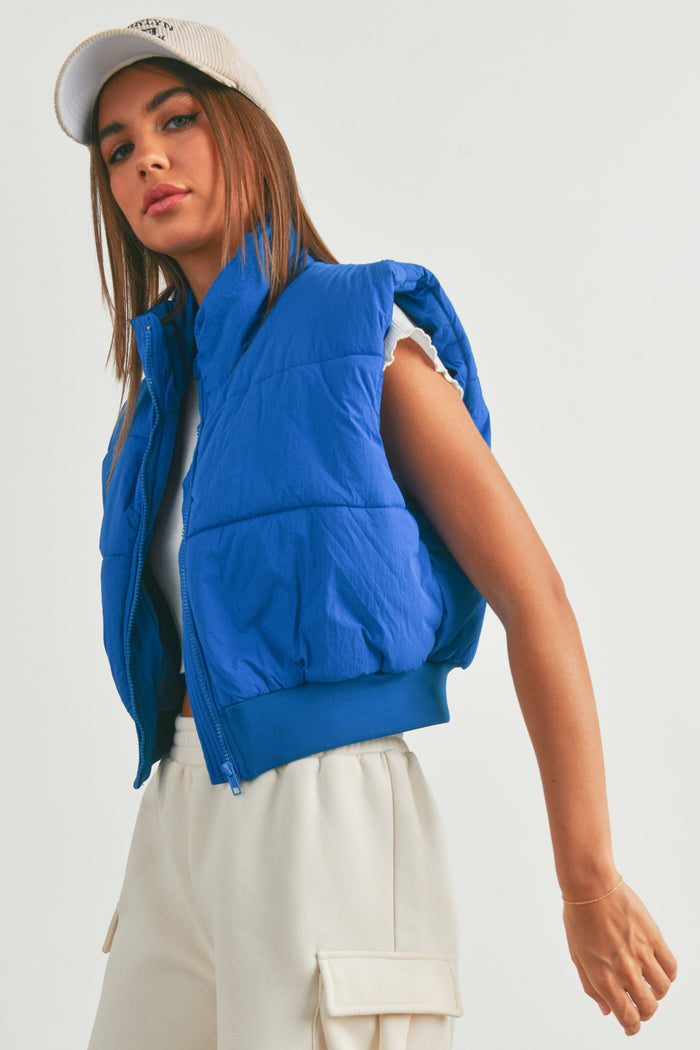 Blue Zip Up Puffer Vest