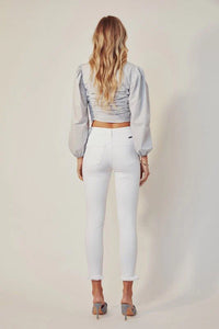 White High Rise Ankle Skinny Jeans