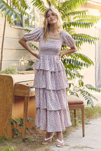 Floral Print Ruffled Maxi Dress
