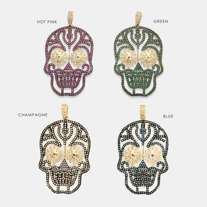 Women's Sugar Skull Pendant Necklace Charm - SoCo Hernando