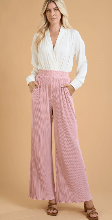 Women's Blush Pleated Pants- Pink - SoCo Hernando